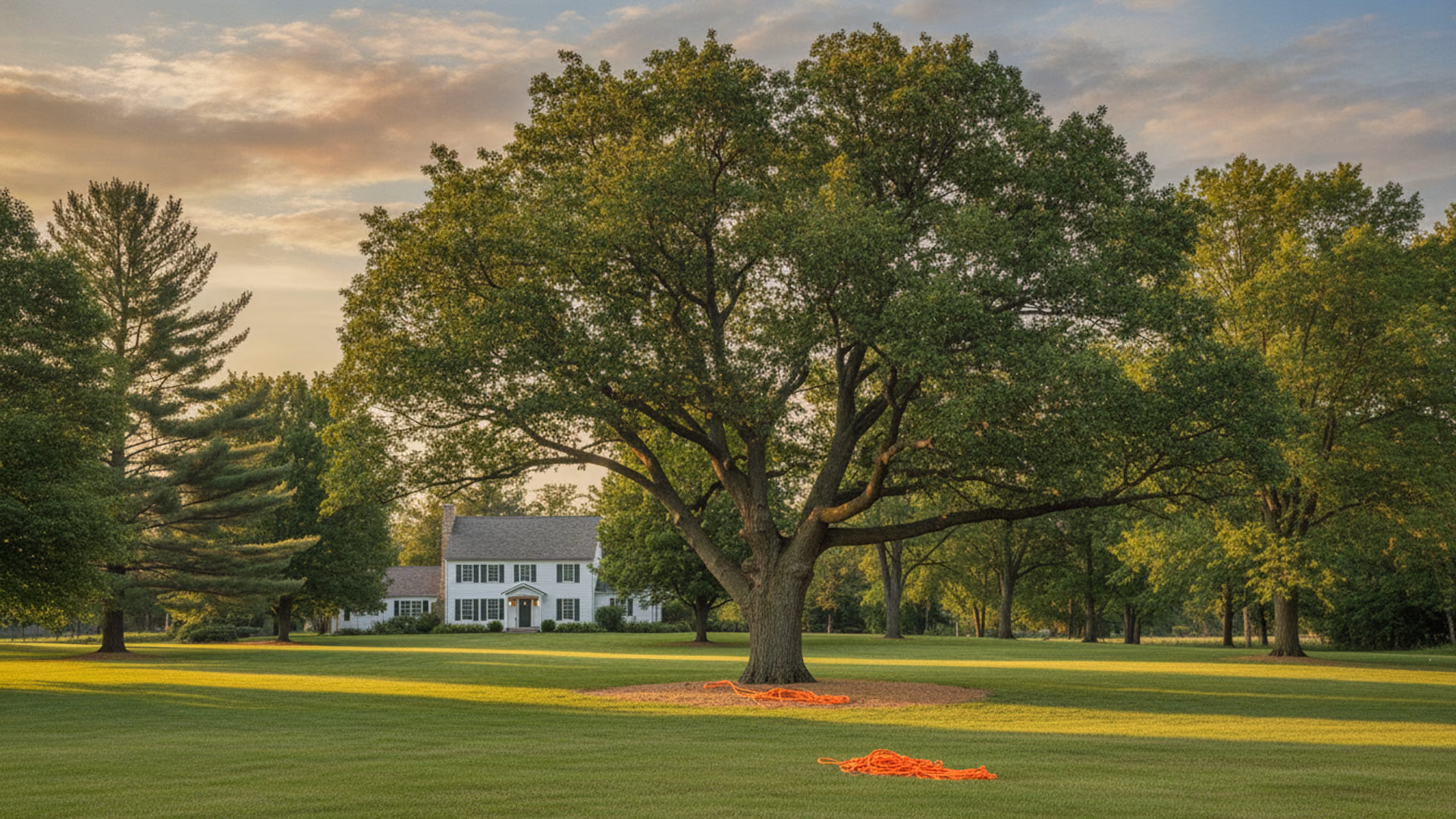 Mature maple with a freshly pruned, well-balanced crown against blue sky
